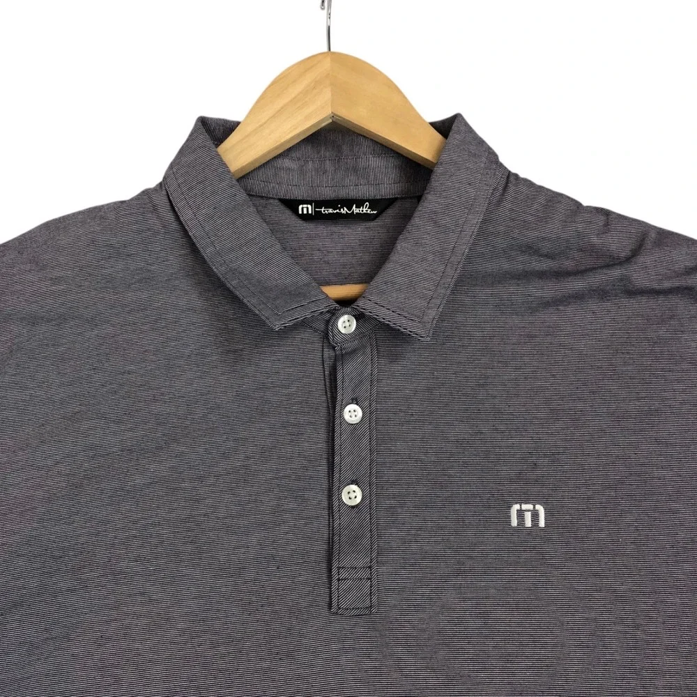 Travis Mathew Golf Polo Shirt Pima Cotton Blend Mens XXL 2XL Purple Striped - Picture 2 of 9